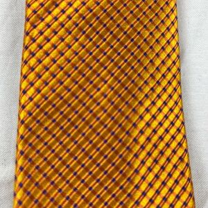 Vibrant Orange and Blue Checkered Tie